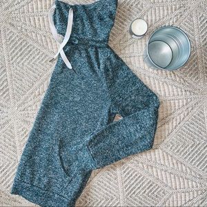 heathered green turtleneck sweatshirt